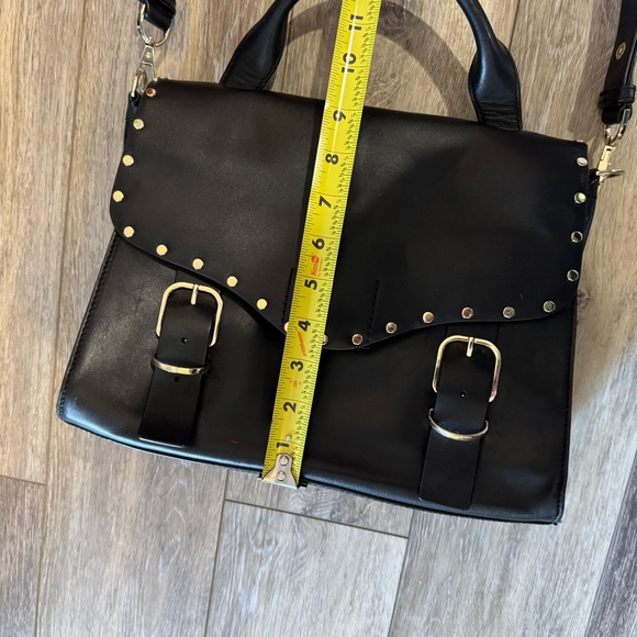 Rebecca Minkhoff Black Leather Gold Studded Biker Satchel - Picture 9 of 10